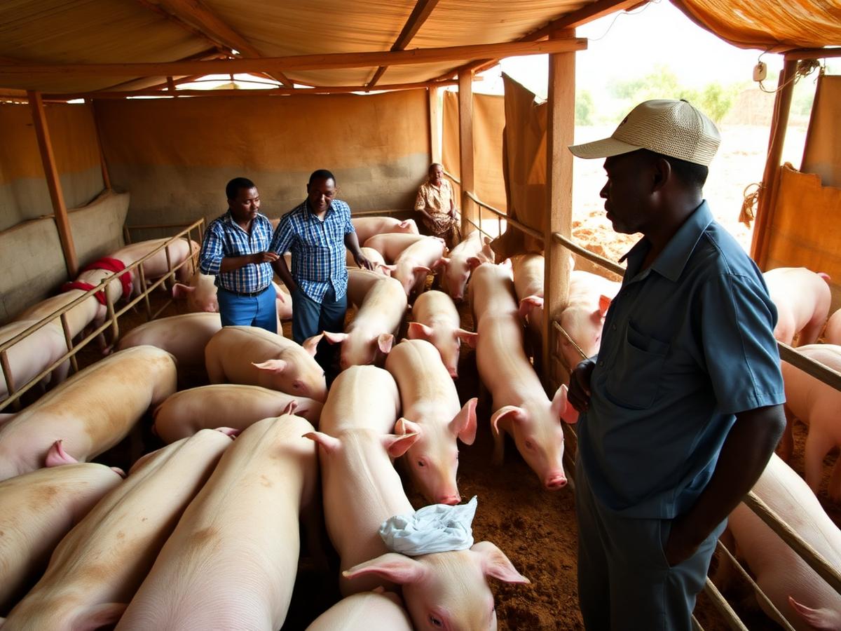 Pig farming training session at a piggery farm in Owerri, Imo State